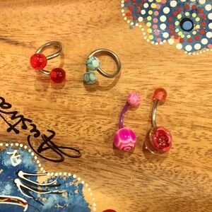 BUNDLE BELLY BUTTON RINGS 4PACK SURGICAL STEEL NWOB
